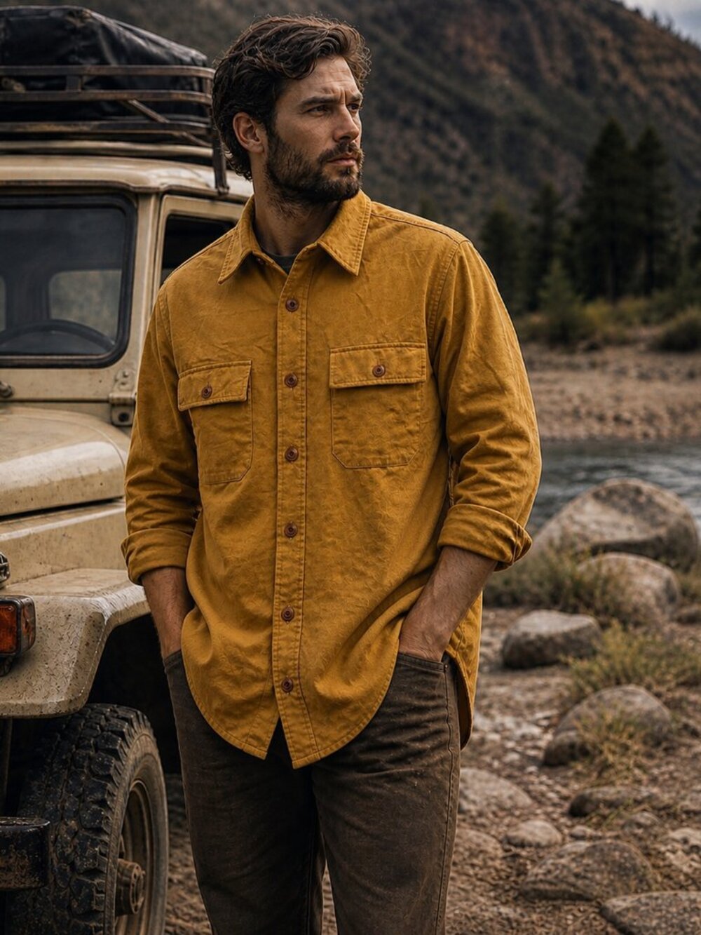 L.L. Bean Men's Mustard Shirt Jacket Utility Shacket